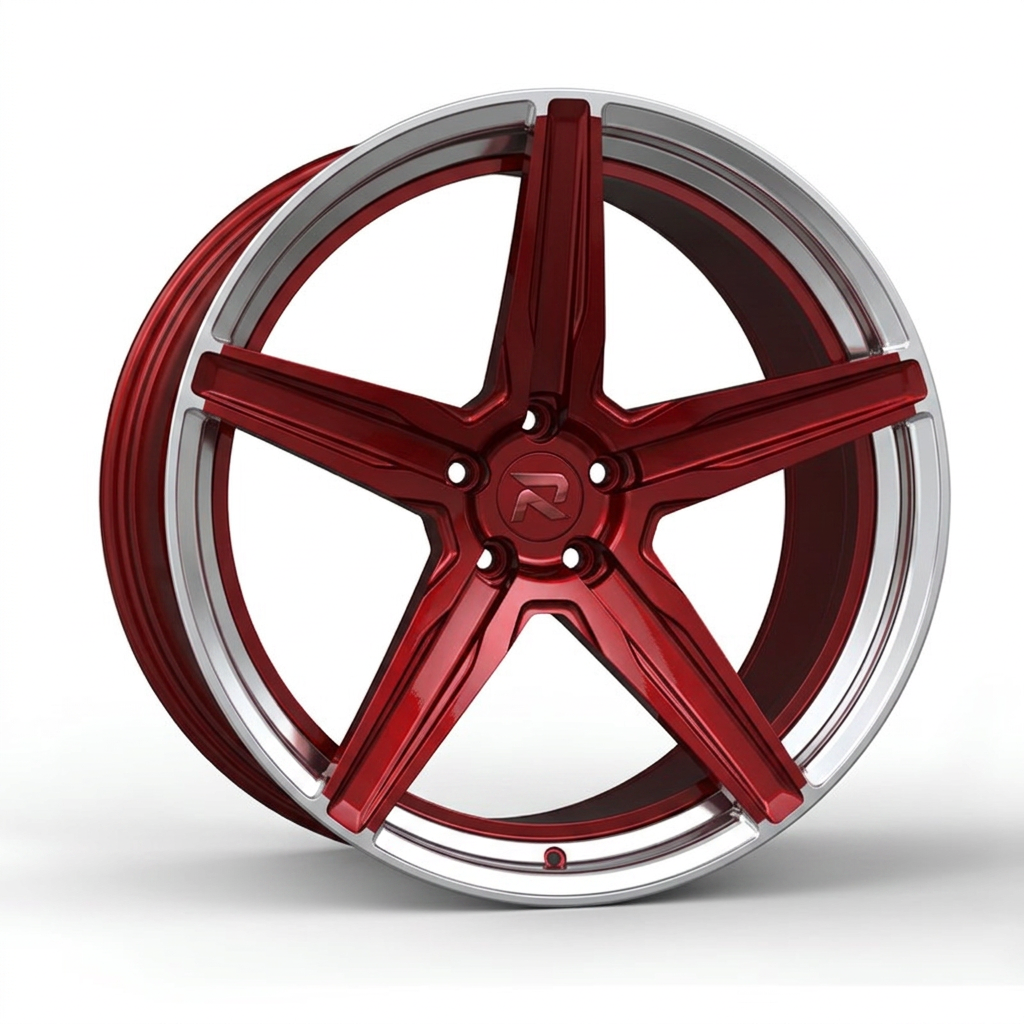 RZR CXXVIII forged wheel — Candy Red / Polished Lip