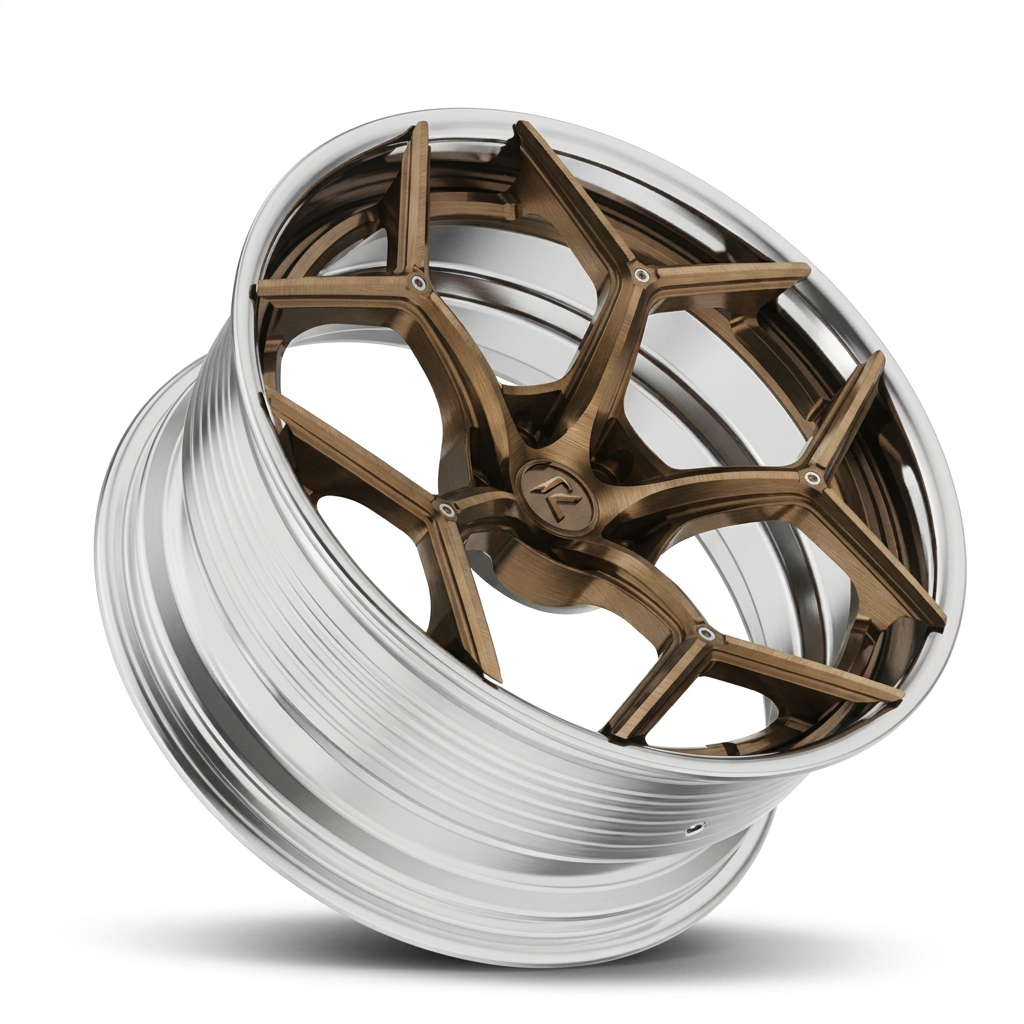 RZR LXI forged wheel — Brushed Bronze / Polished Lip