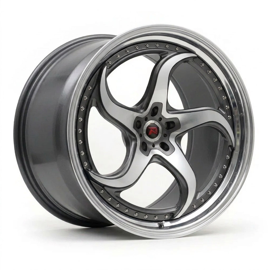 RZR XXVII forged wheel — Graphite Machined / Polished Lip