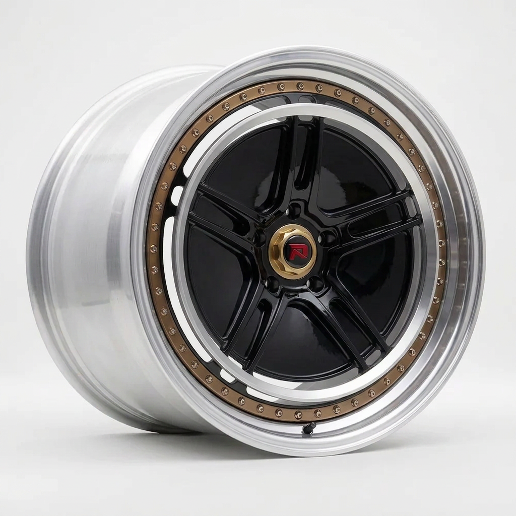 RZR XL forged wheel — Gloss Black / Polished Lip