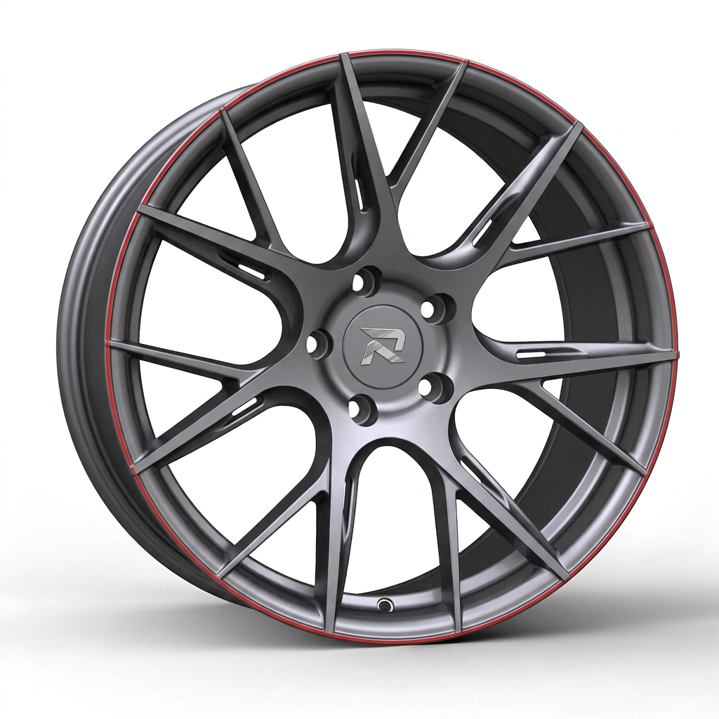 RZR CLXXVII forged wheel — Gunmetal / Red Pinstripe
