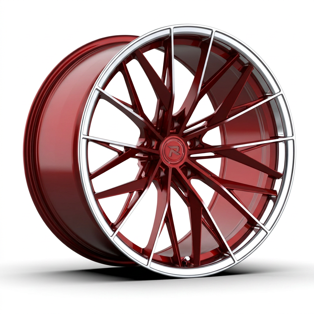 RZR CXXXVI forged wheel — Candy Red / Polished Lip