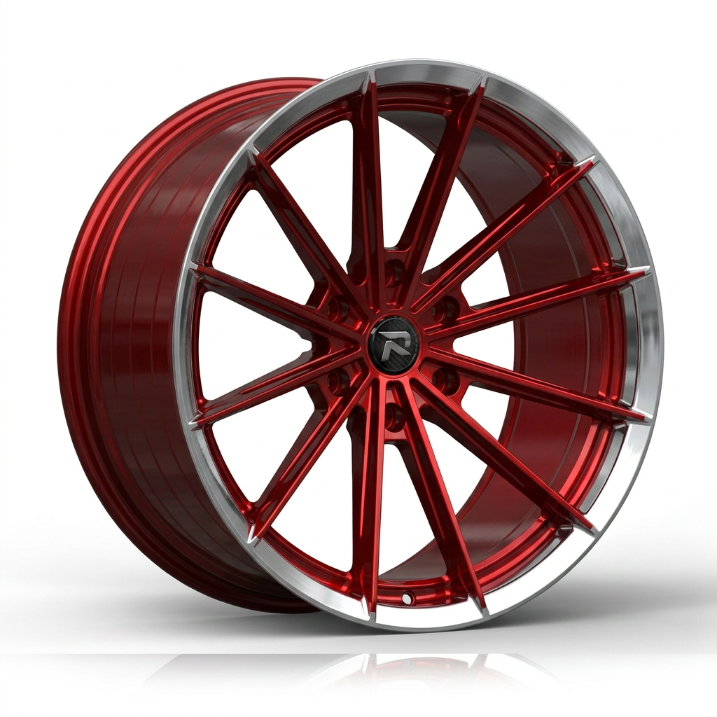 RZR CXX forged wheel — Candy Red / Polished Lip