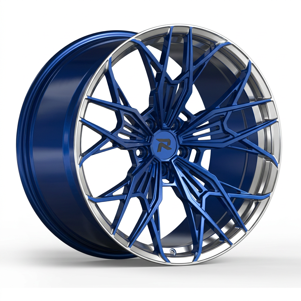 RZR CLXXXVI forged wheel — Candy Blue / Polished Lip