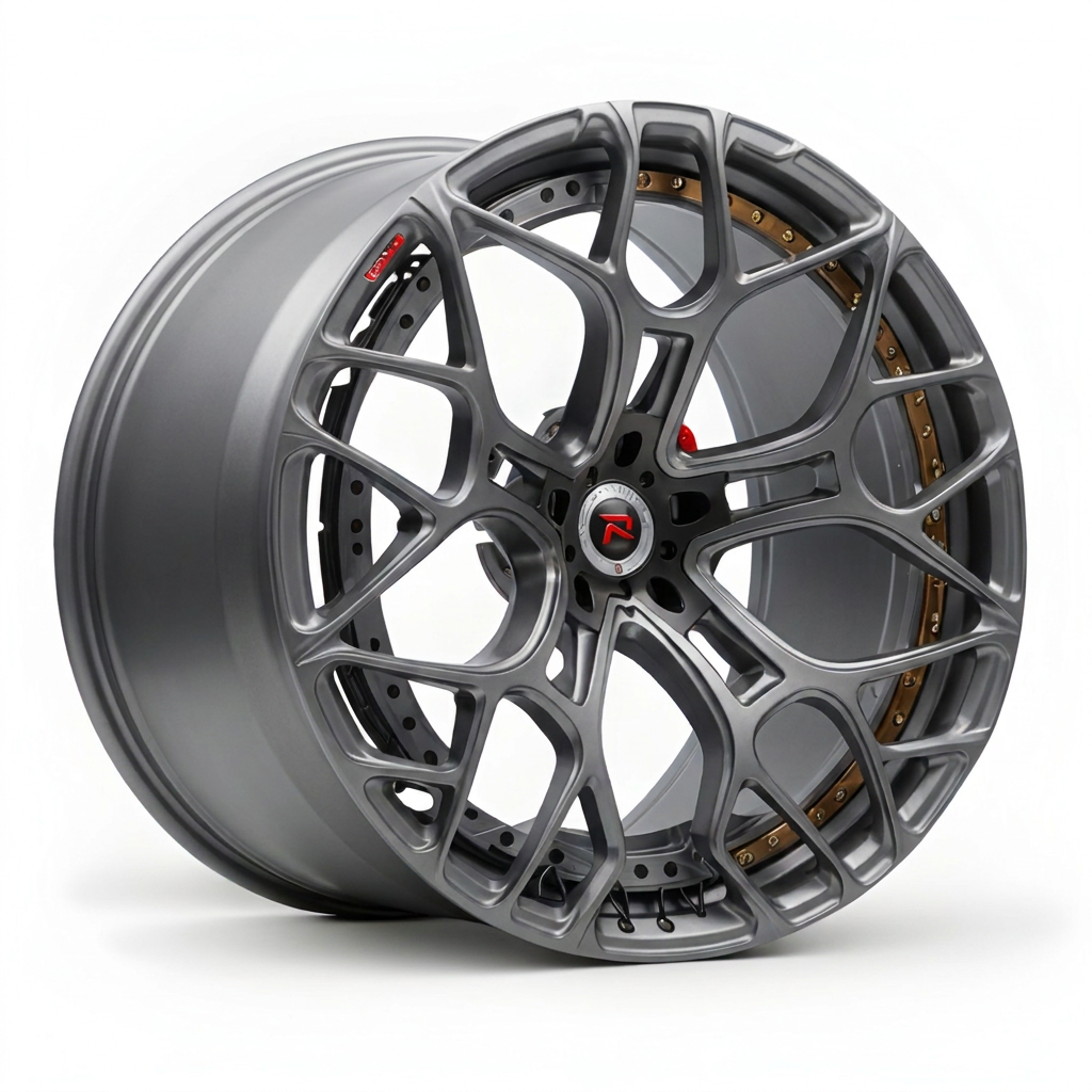 RZR XII forged wheel — Satin Gunmetal / Bronze Hardware