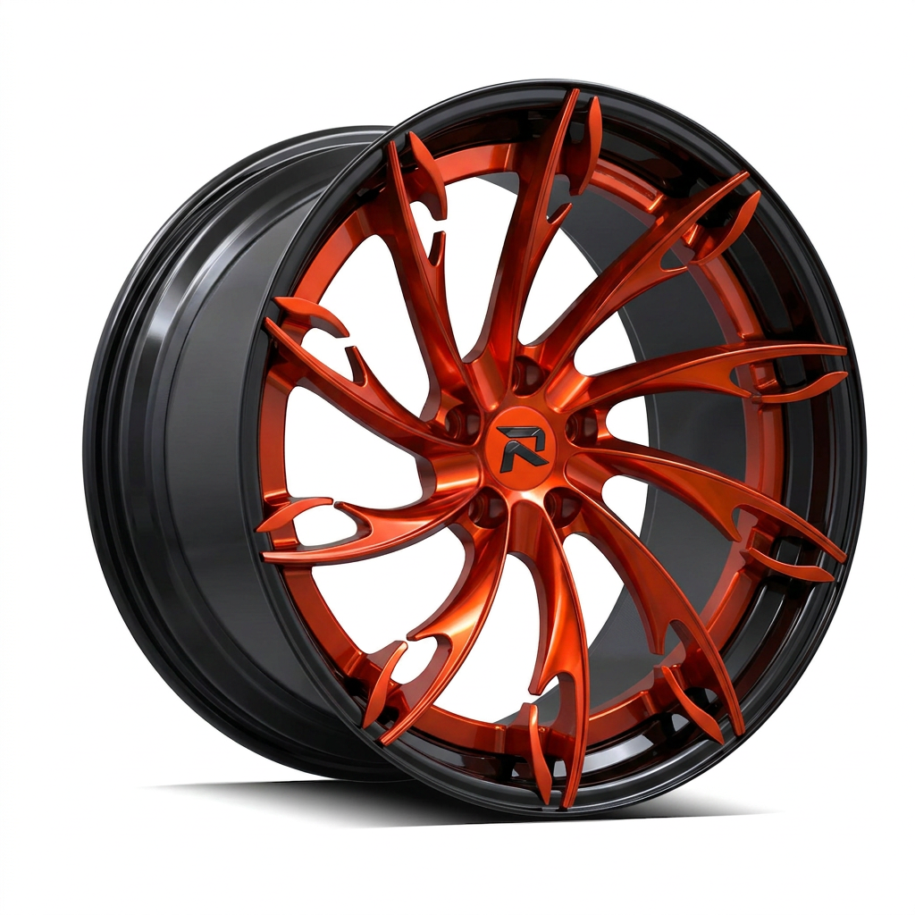 RZR CV forged wheel — Candy Orange / Gloss Black Lip
