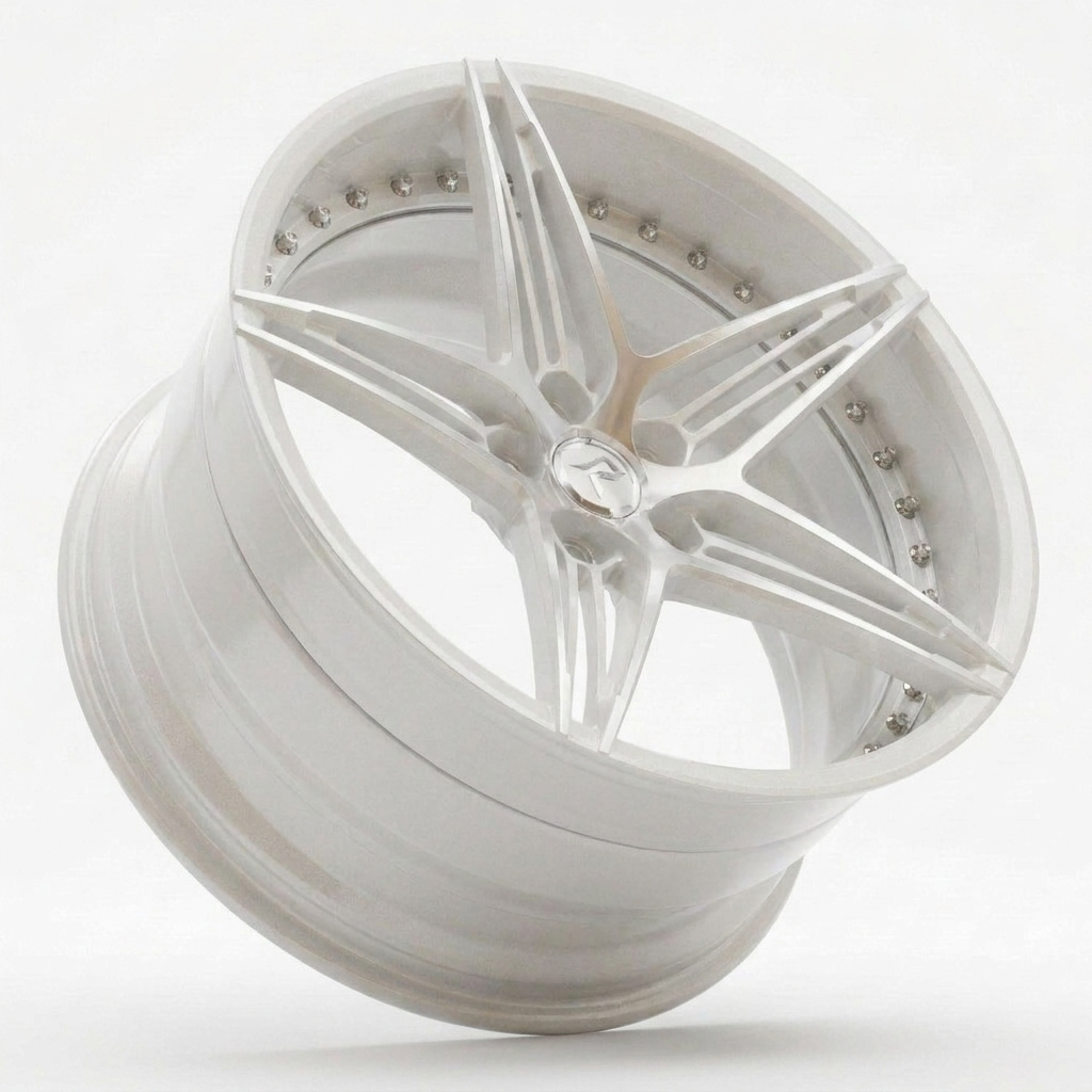 RZR VII custom forged wheel in Gloss White / Polished Spoke Faces