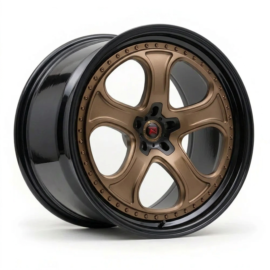 RZR XXVI forged wheel — Satin Bronze / Gloss Black Lip