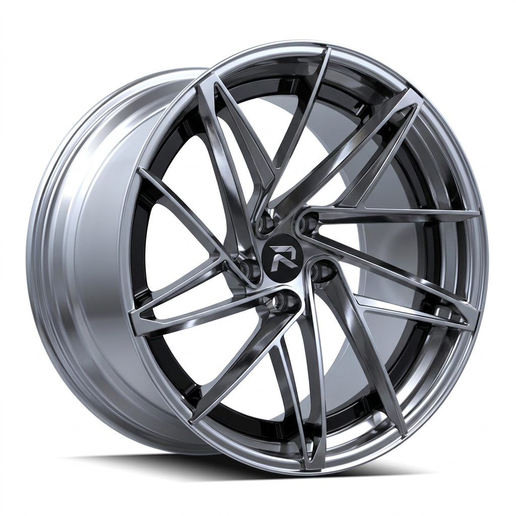 RZR CII forged wheel — Liquid Silver Chrome / Black Accents