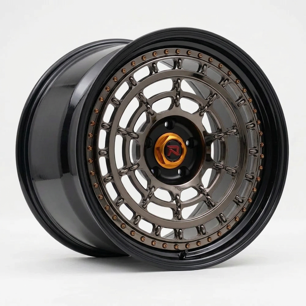 RZR XLII forged wheel — Smoked Chrome / Gloss Black
