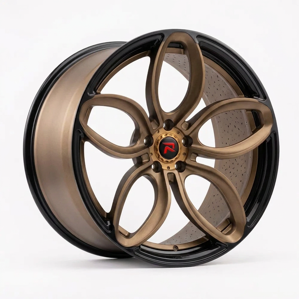 RZR XLVIII forged wheel — Satin Bronze / Gloss Black Lip