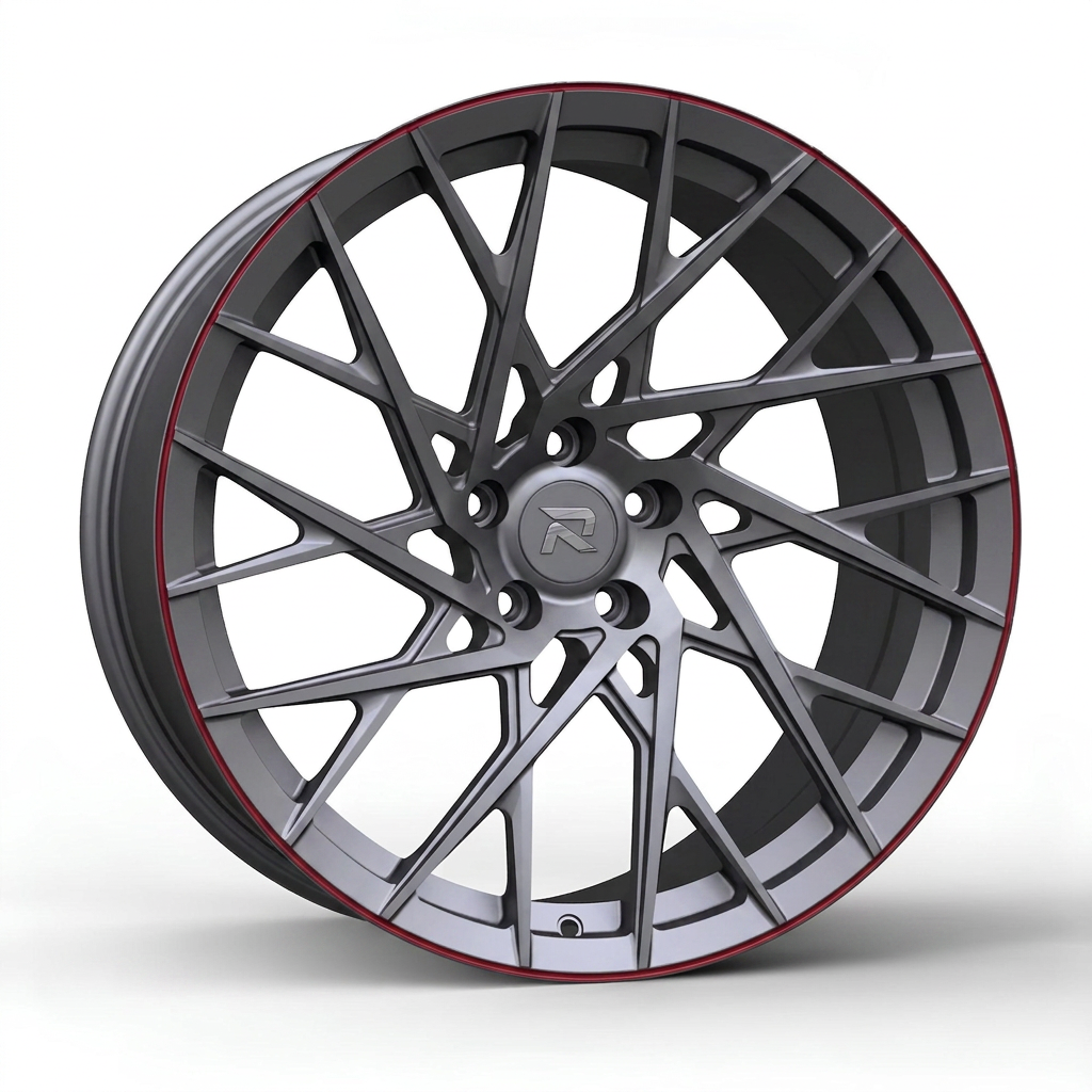 RZR CXV forged wheel — Gunmetal / Red Pinstripe