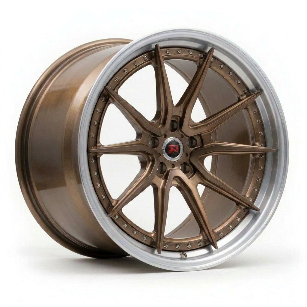 RZR XXIX forged wheel — Brushed Bronze / Polished Lip