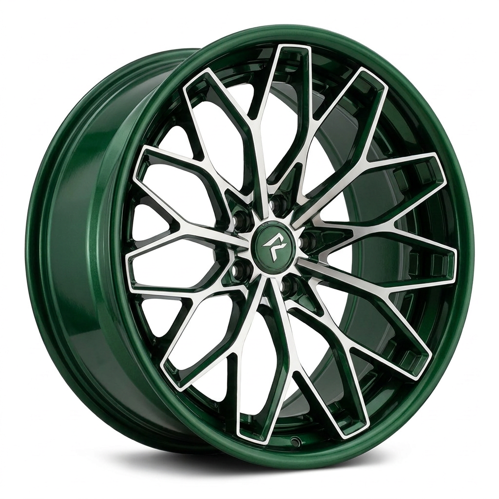 RZR VIII forged wheel — British Racing Green / Machined Spoke Faces