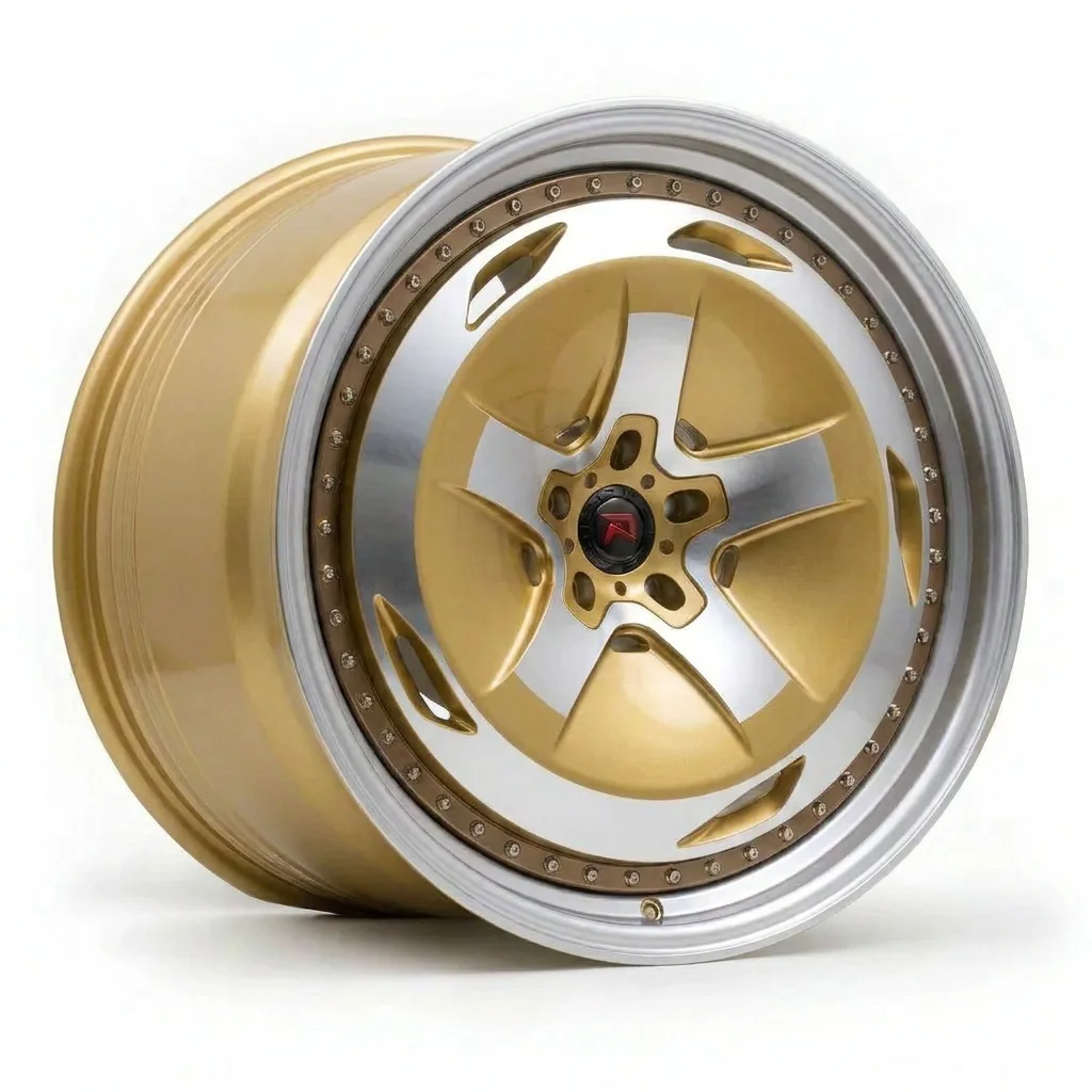 RZR XIV forged wheel — Brushed Gold / Polished Lip