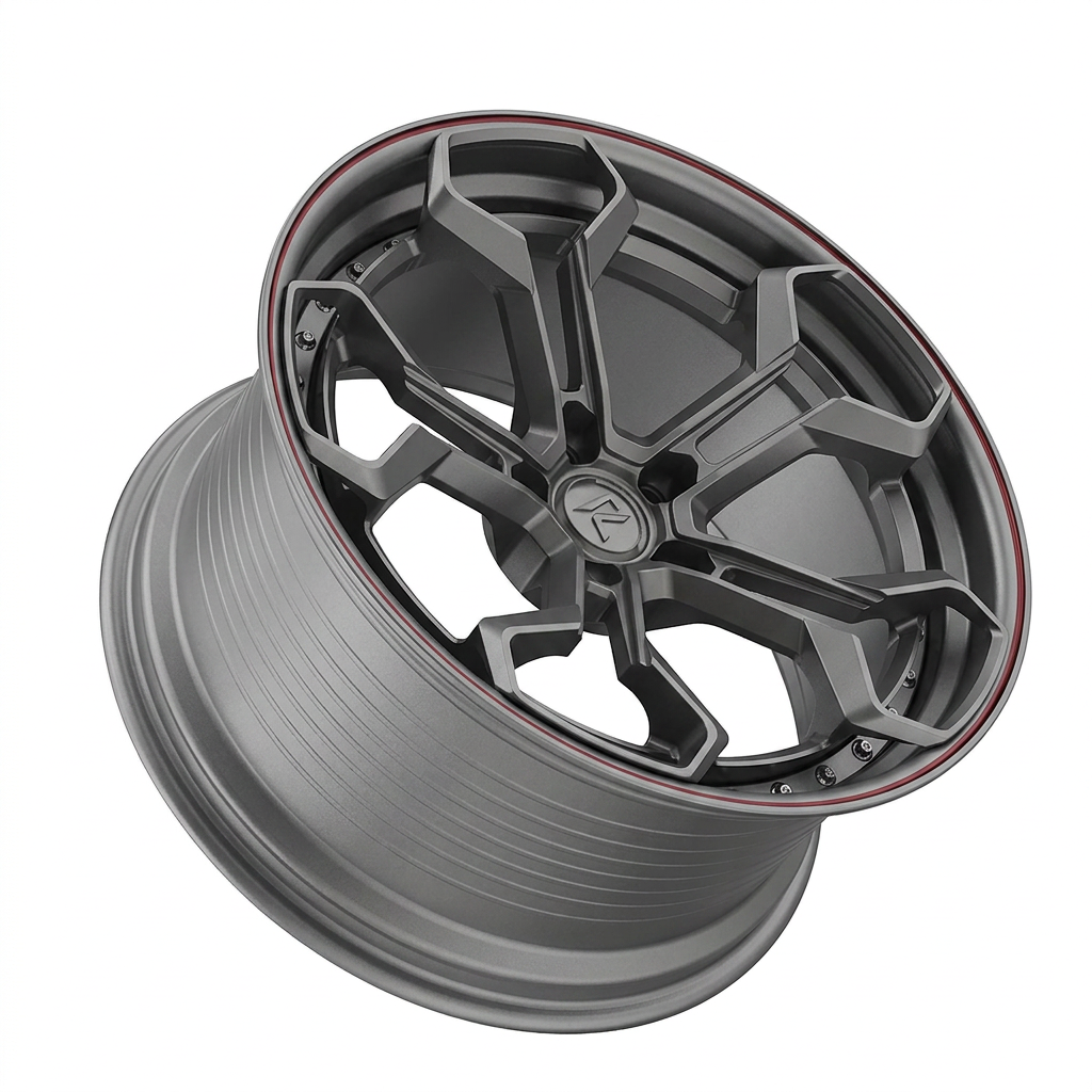 RZR LX forged wheel — Gunmetal / Red Pinstripe