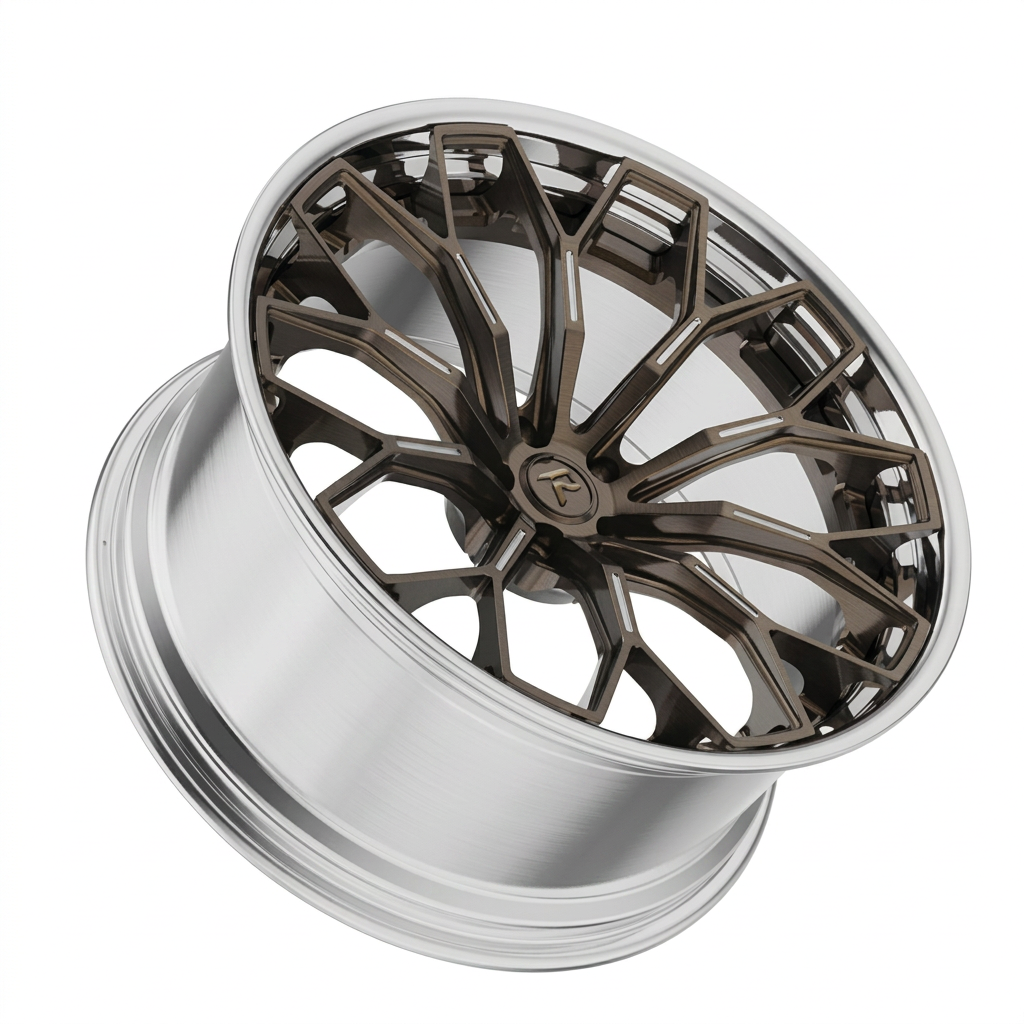 RZR LXVI forged wheel — Brushed Bronze / Polished Lip