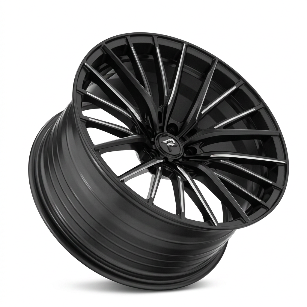 RZR LXXVI forged wheel — Matte Black / Milled Edges