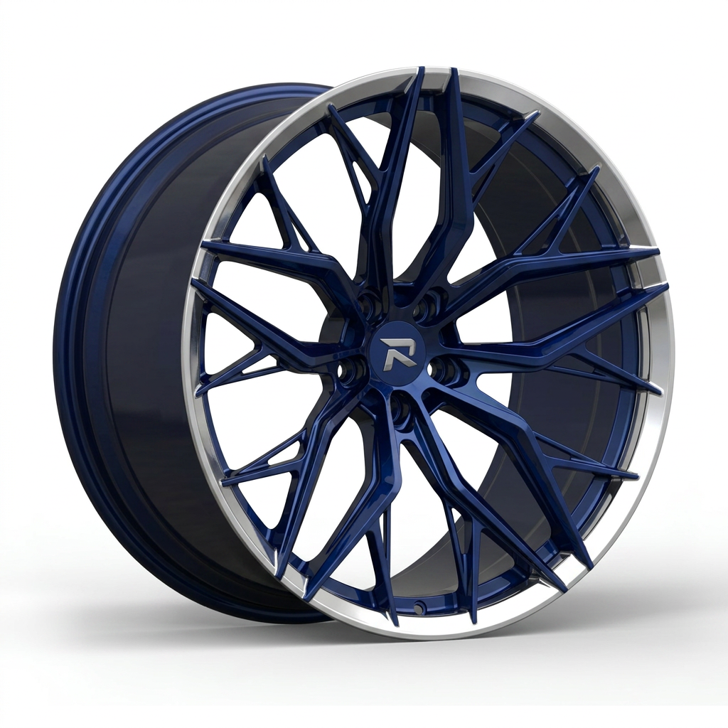 RZR CLXV forged wheel — Candy Blue / Polished Lip