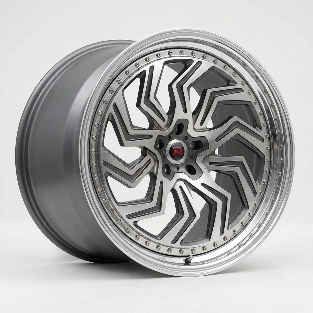 RZR XXXIX forged wheel — Graphite Machined / Polished Lip