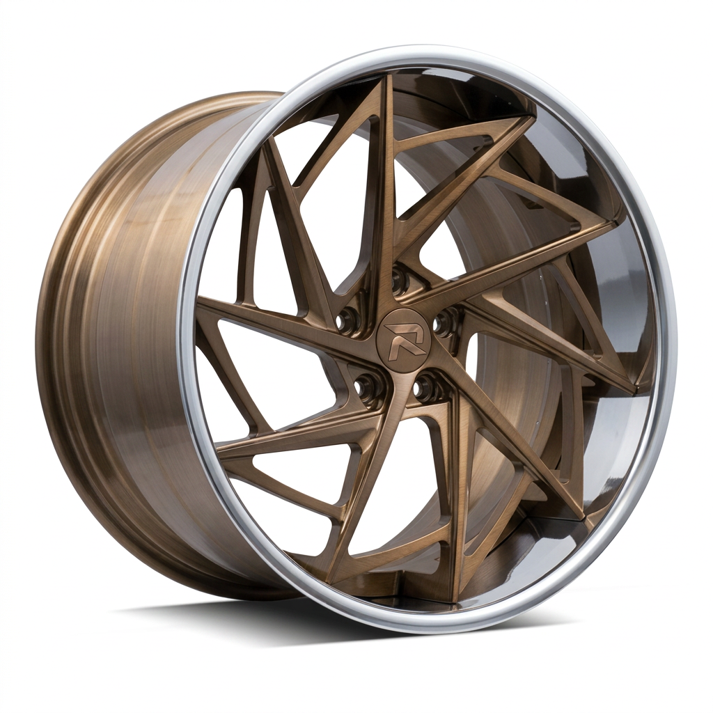RZR XCVI forged wheel — Brushed Bronze / Polished Lip