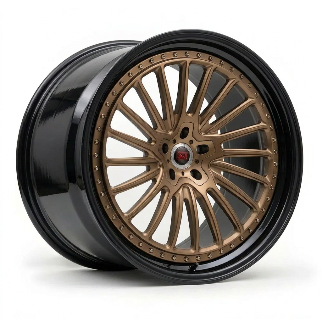 RZR XXV forged wheel — Satin Bronze / Gloss Black Lip