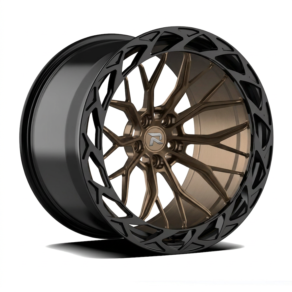 RZR CXXXIX forged wheel — Satin Bronze / Gloss Black Lip