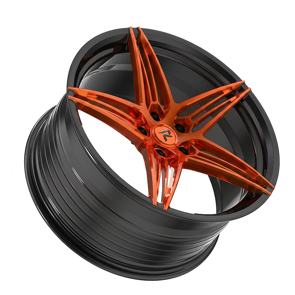 RZR LXXX forged wheel — Candy Orange / Gloss Black Lip