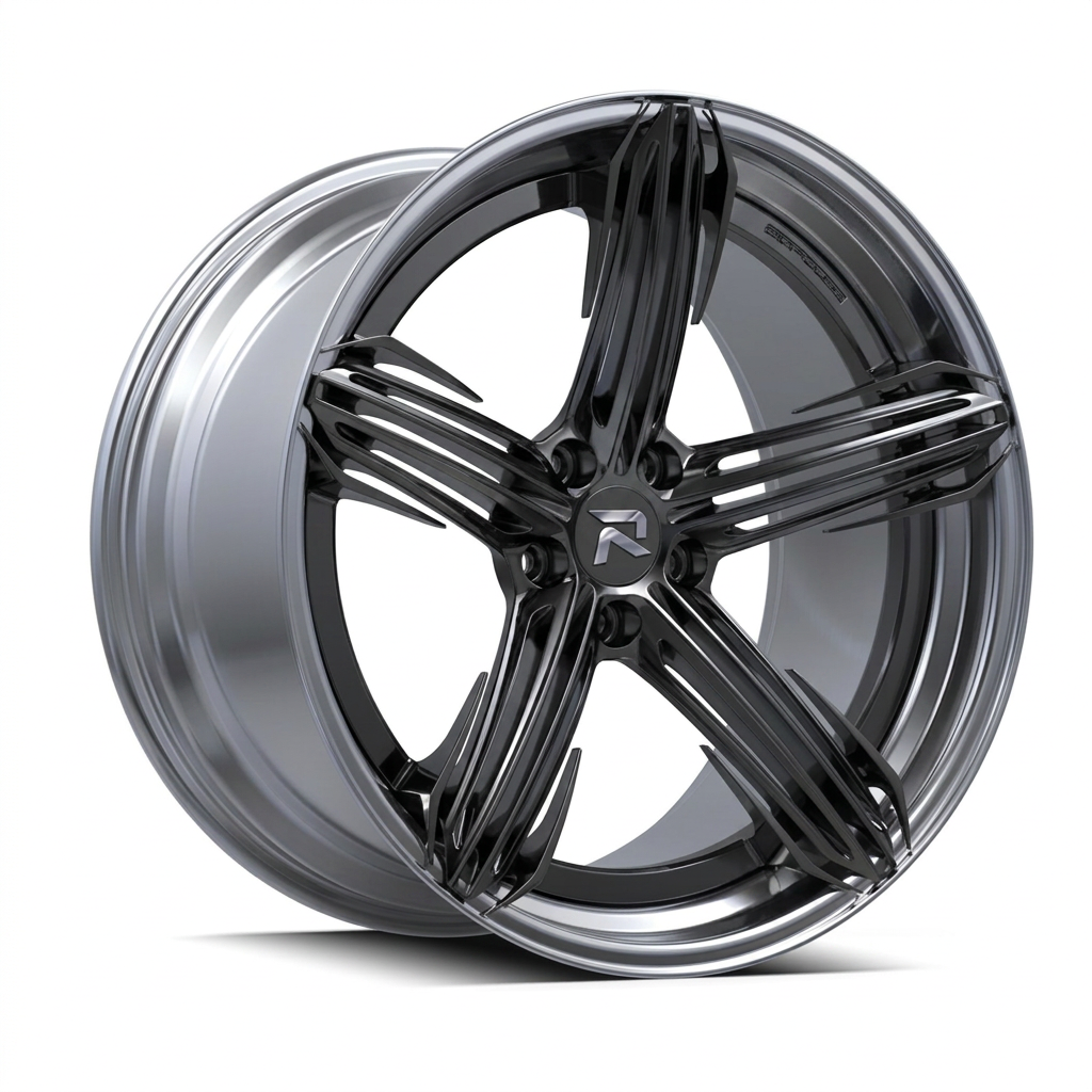 RZR CIV forged wheel — Liquid Silver Chrome / Black Accents