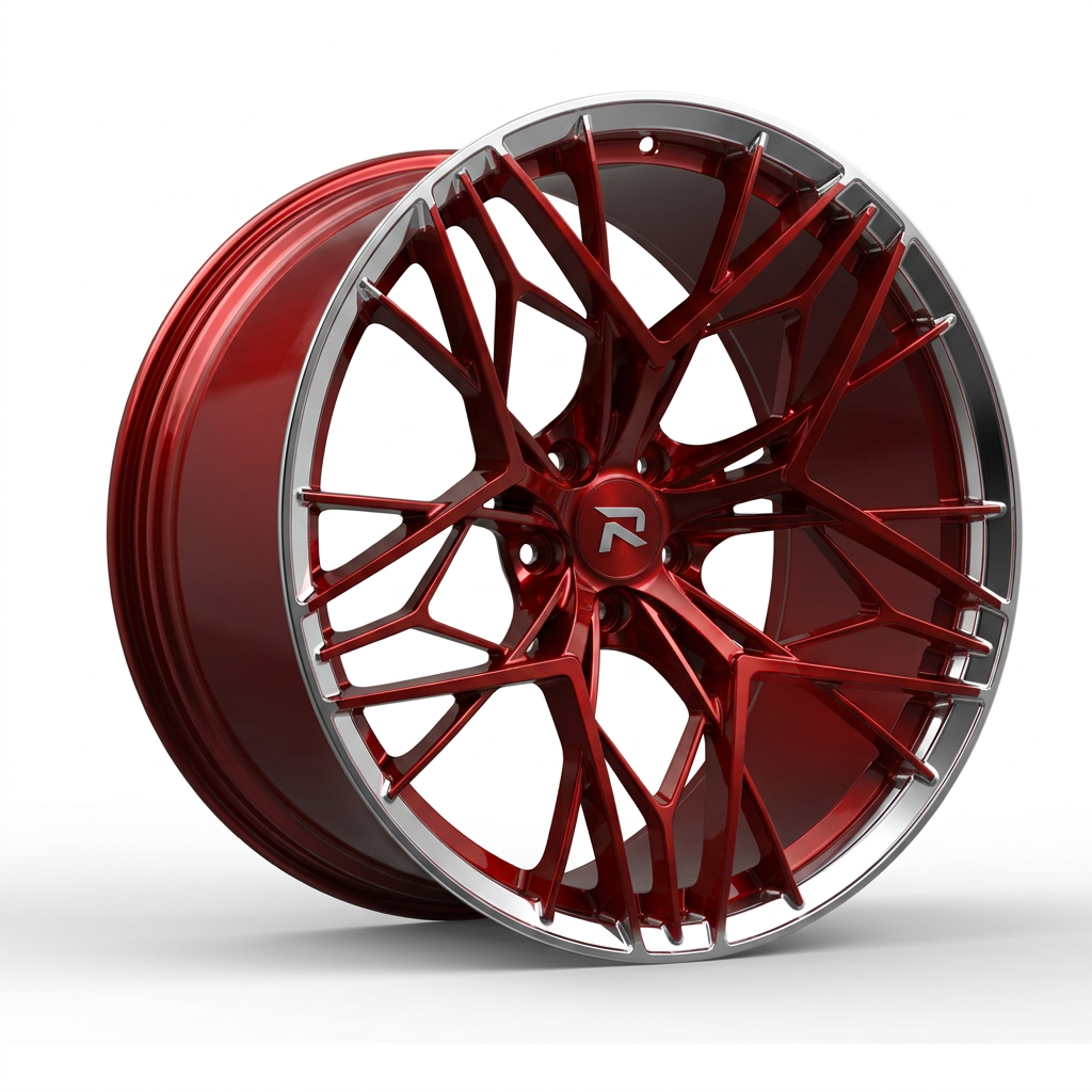 RZR CLXVIII forged wheel — Candy Red / Polished Lip