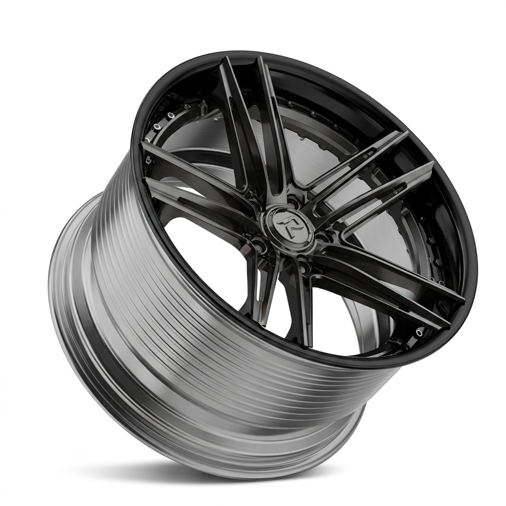 RZR LXIX forged wheel — Smoked Chrome / Gloss Black