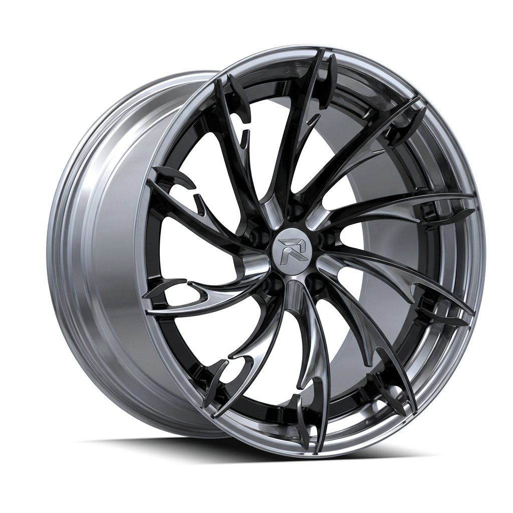 RZR CV forged wheel — Liquid Silver Chrome / Black Accents