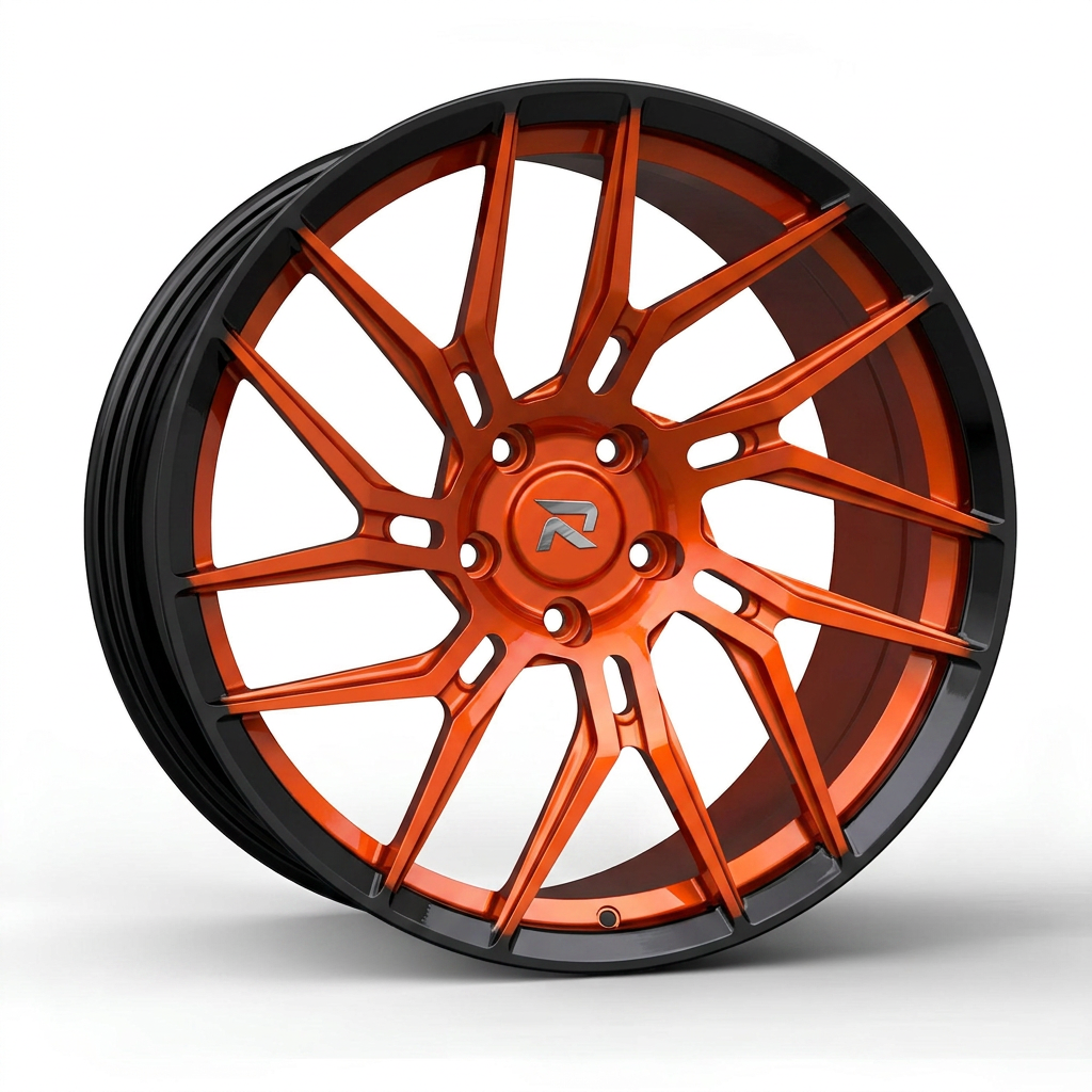 RZR CLXIII forged wheel — Candy Orange / Gloss Black Lip