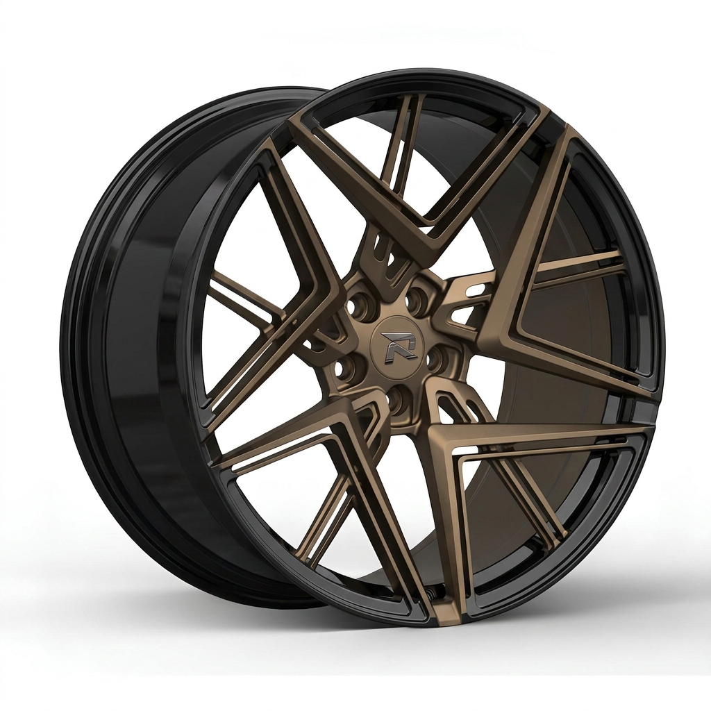 RZR CXXXII forged wheel — Satin Bronze / Gloss Black Lip