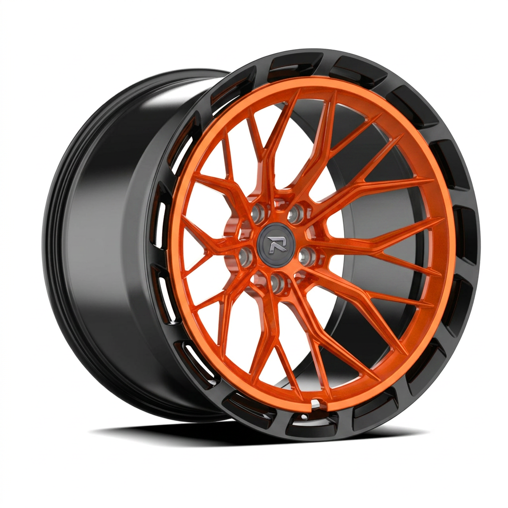 RZR CXLVIII forged wheel — Candy Orange / Gloss Black Lip
