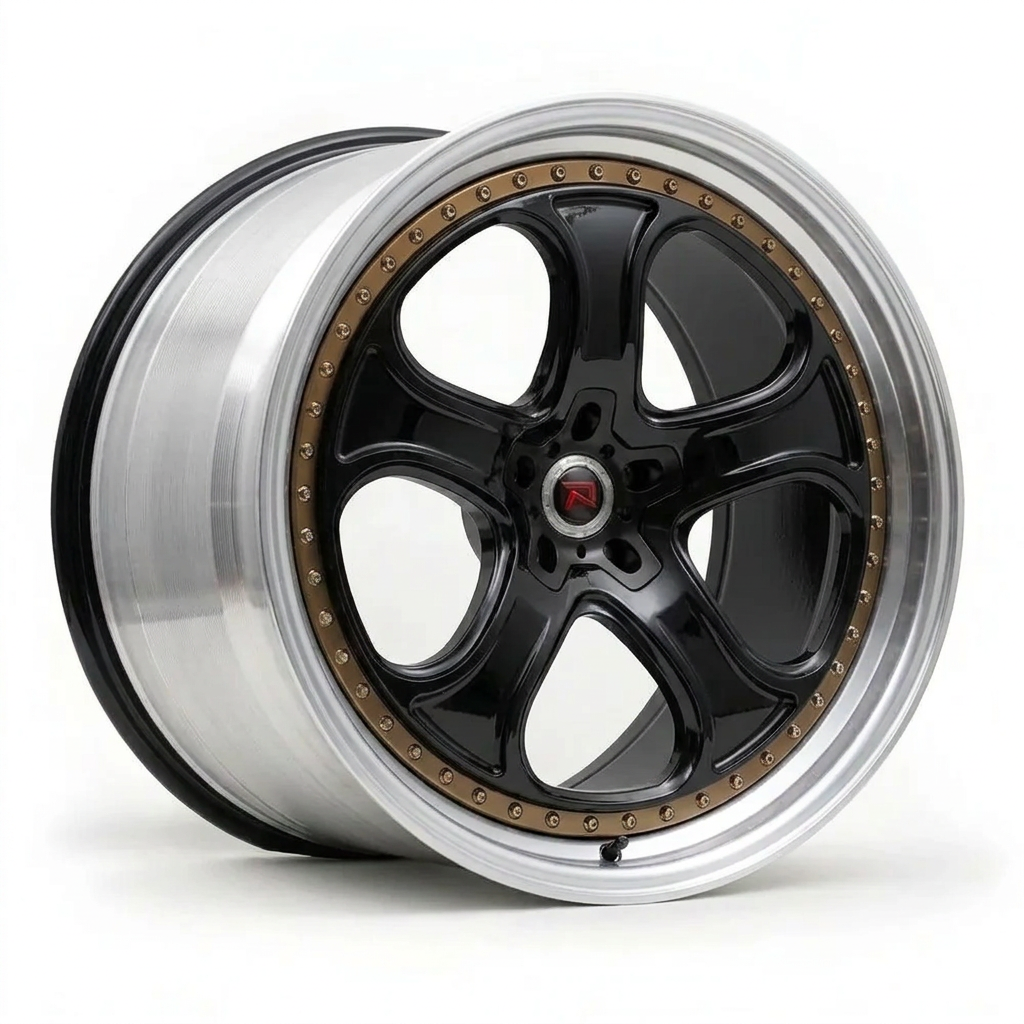 RZR XXVI forged wheel — Gloss Black / Polished Lip