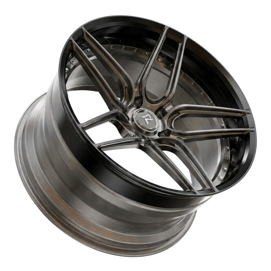 RZR IV forged wheel — Brushed Dark Bronze / Gloss Black Lip