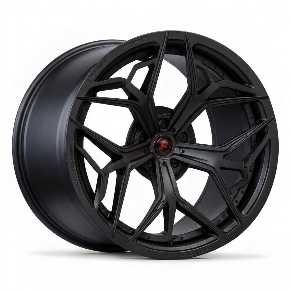 RZR XIII forged wheel — Satin Matte Black / Black Hardware