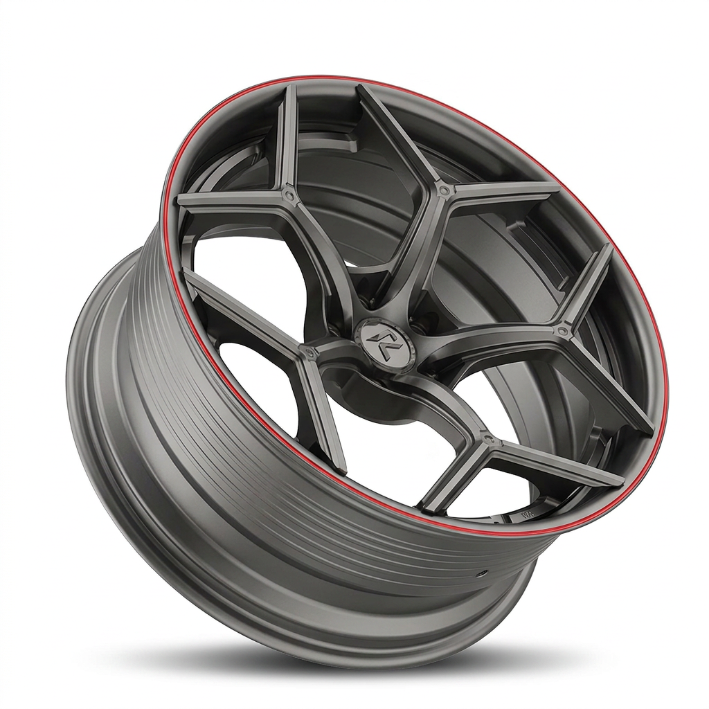 RZR LXI forged wheel — Gunmetal / Red Pinstripe