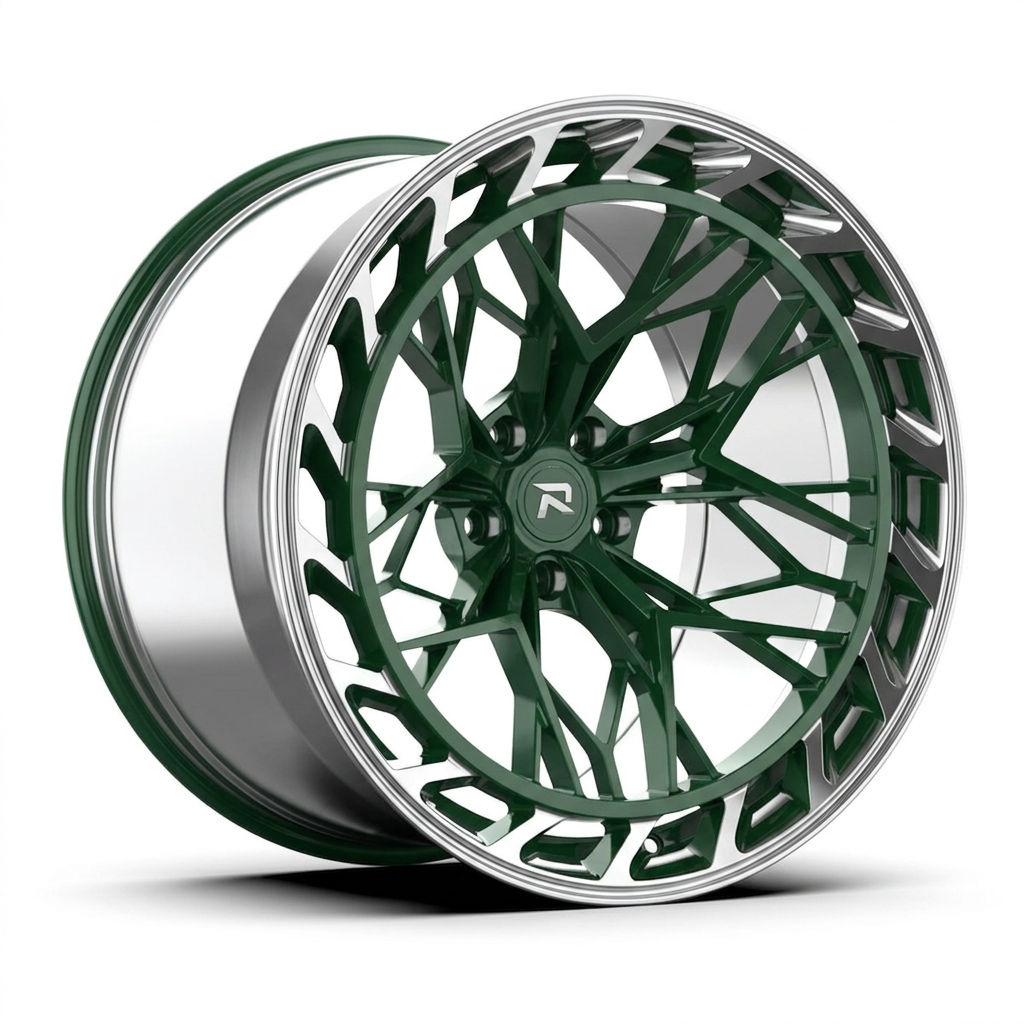 RZR CLXIX forged wheel — British Racing Green / Polished Lip