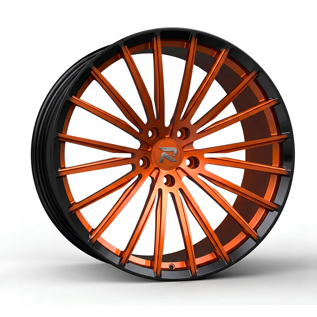 RZR CXXX forged wheel — Candy Orange / Gloss Black Lip