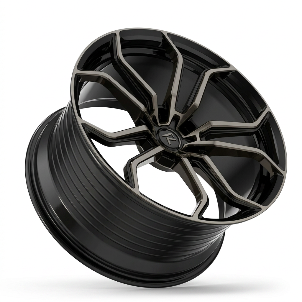 RZR LXXVII forged wheel — Smoked Chrome / Gloss Black