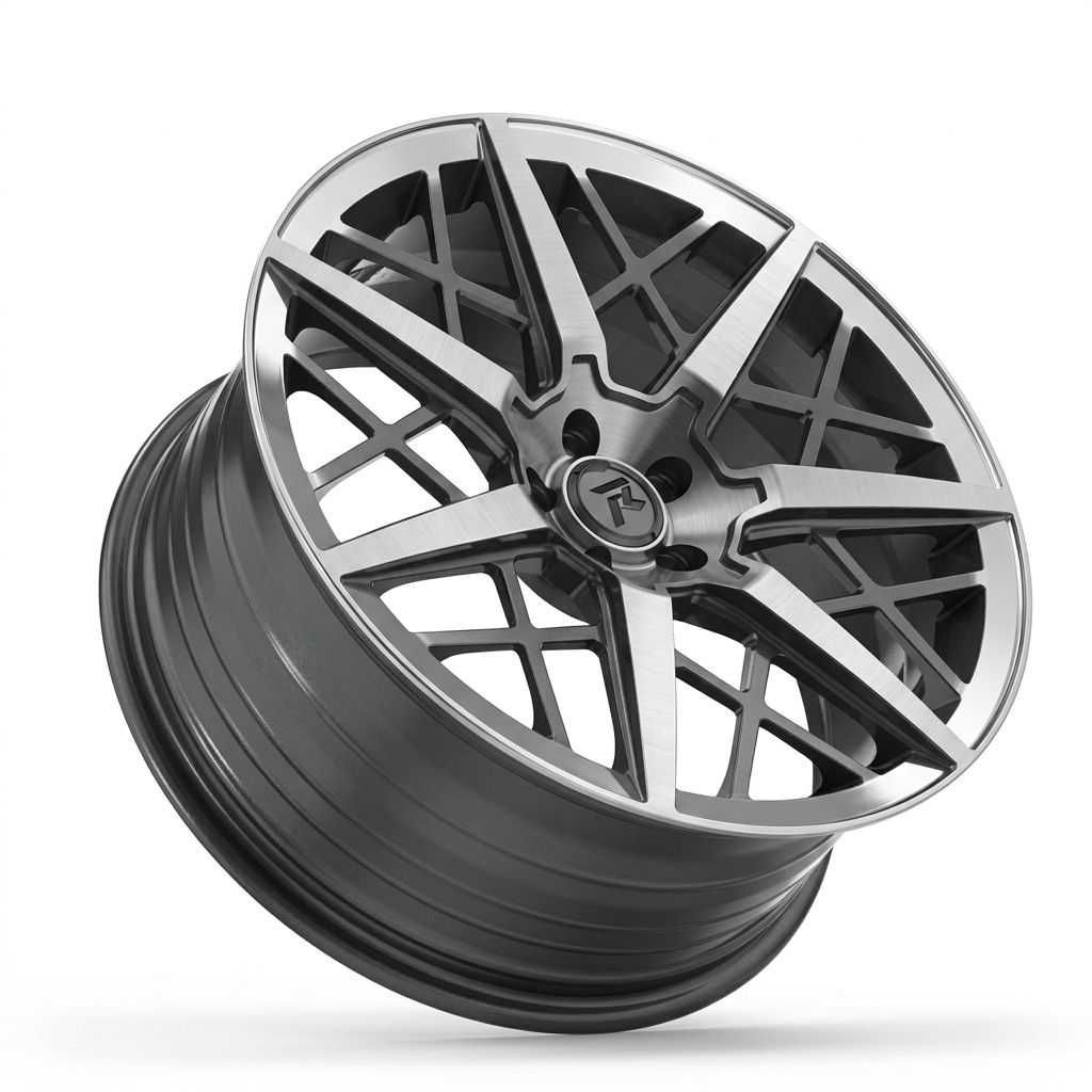 RZR LXXII forged wheel — Graphite Machined / Polished Lip