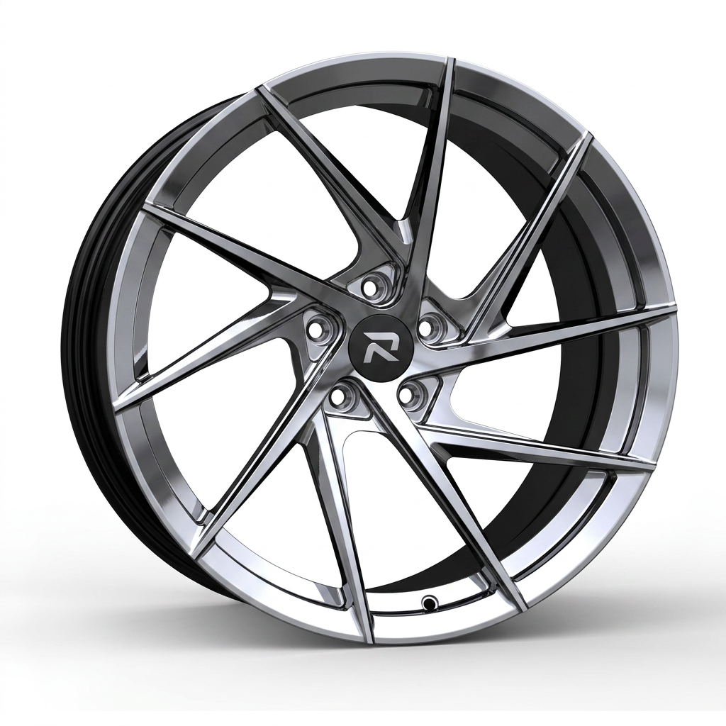RZR CXI forged wheel — Liquid Silver Chrome / Black Accents