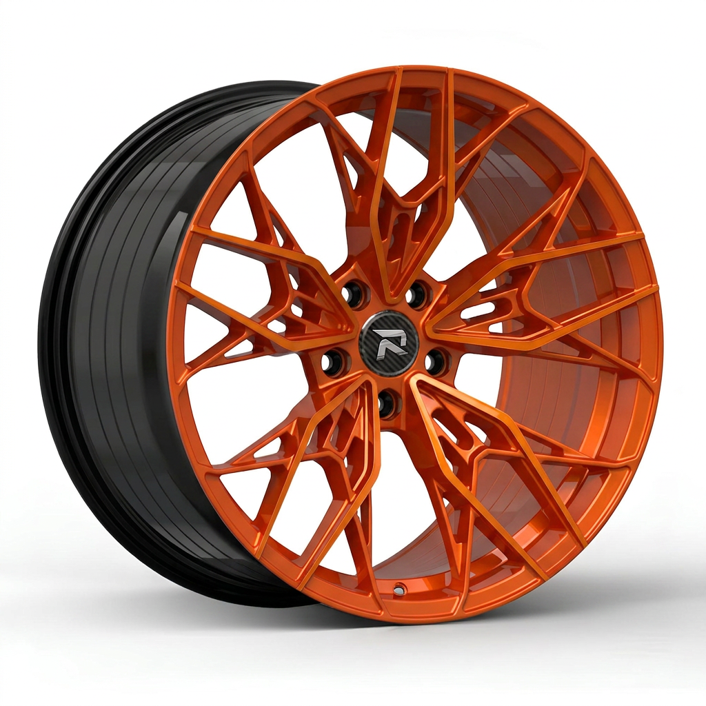 RZR CXXXVII forged wheel — Candy Orange / Gloss Black Lip