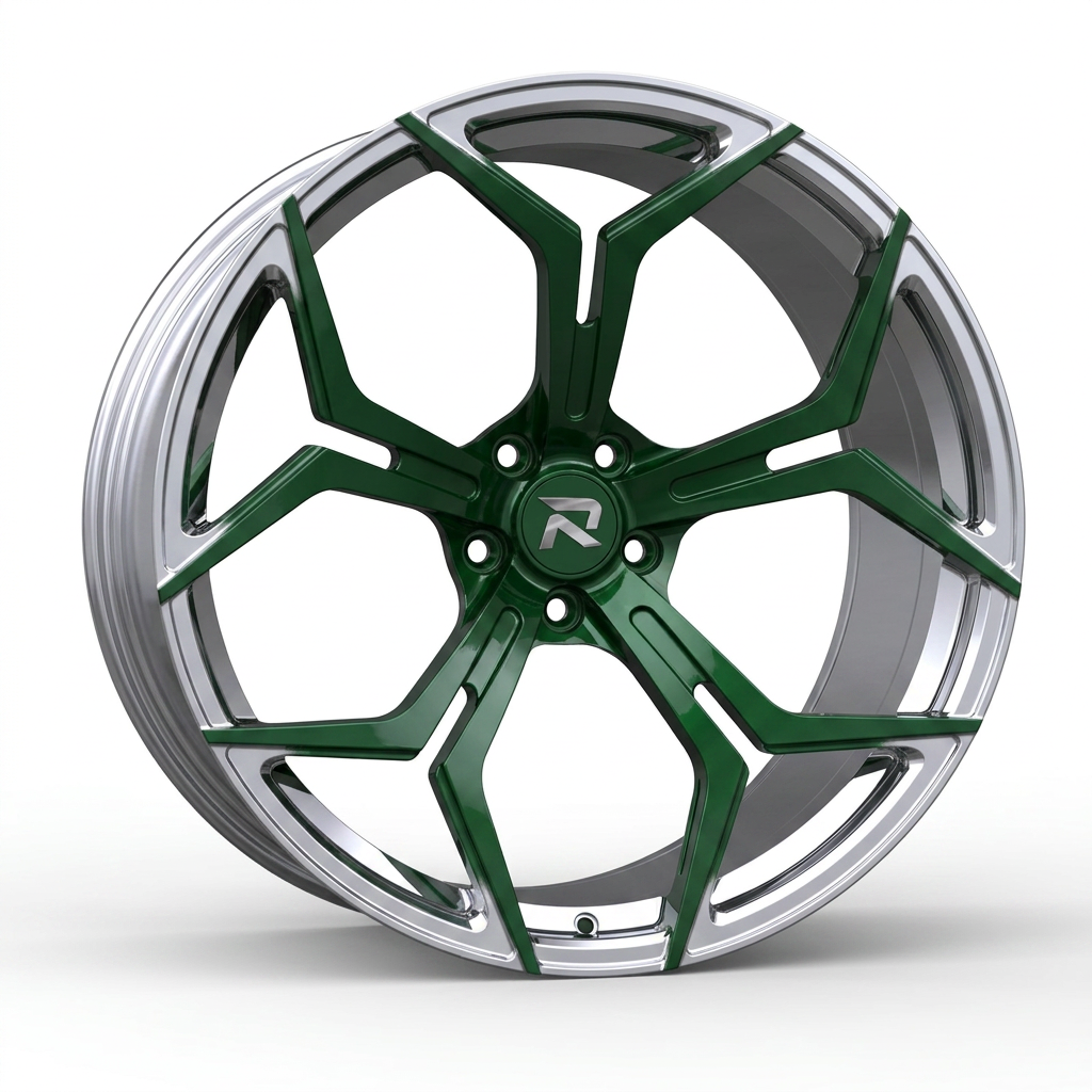 RZR CLXXV forged wheel — British Racing Green / Polished Lip