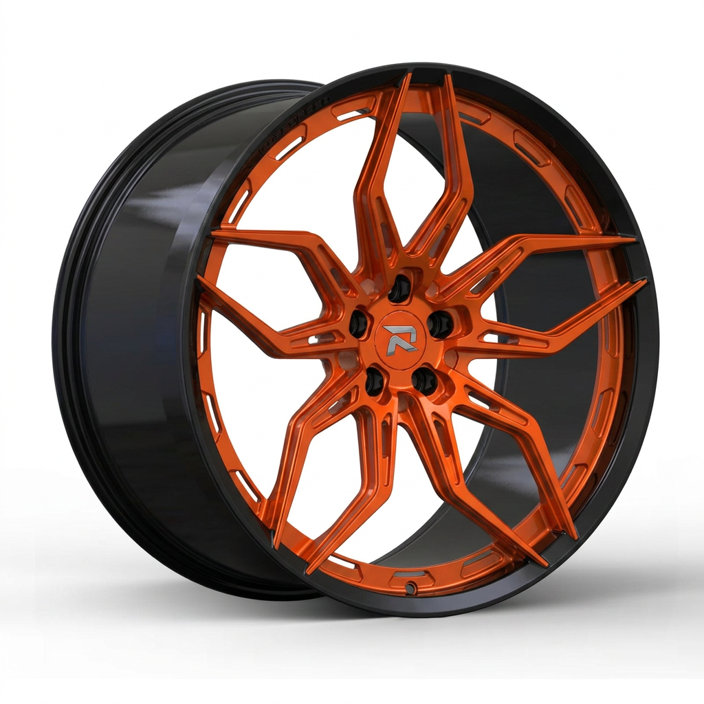 RZR CL forged wheel — Candy Orange / Gloss Black Lip