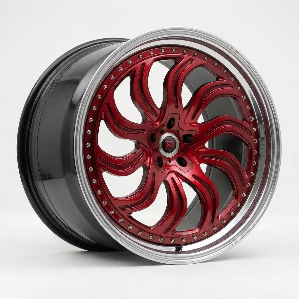RZR XXXIII forged wheel — Candy Red / Polished Lip