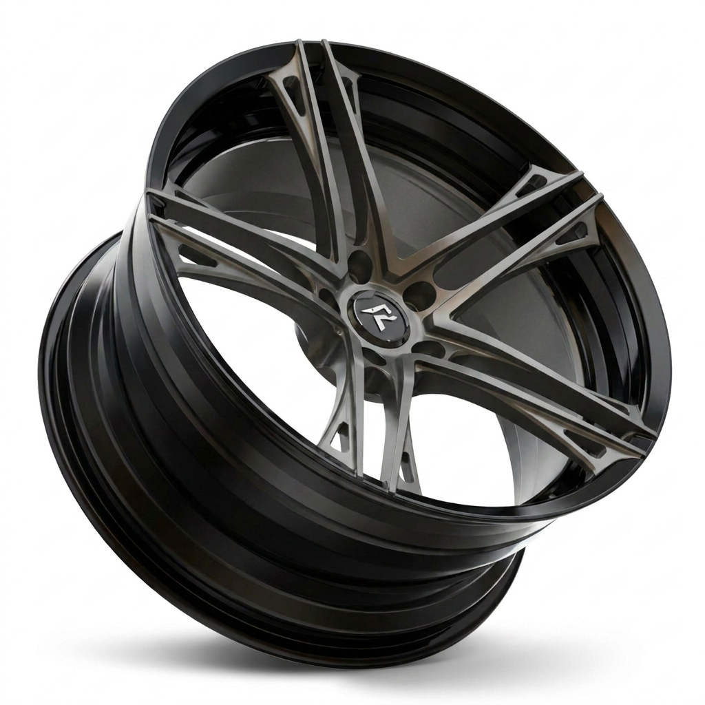 RZR V forged wheel — Brushed Dark Bronze Face / Gloss Black Barrel