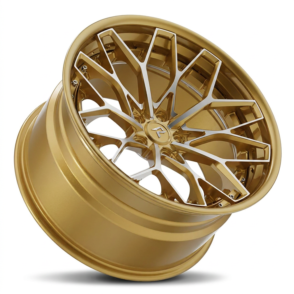 RZR VIII forged wheel — Gloss Gold / Machined Spoke Faces